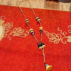 Vintage-wooden,turquoise, beaded, rope necklace. Adjustable